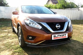 8 749 р. Защита переднего бампер Slitkoff Nissan Murano 3 Z52 дорестайлинг (2015-2022) (Цвет: серебристый)  с доставкой в г. Москва. Увеличить фотографию 1