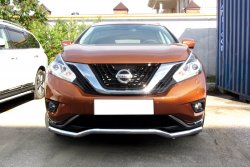 15 949 р. Защита переднего бампера из изогнутой трубы диаметром 57 мм Slitkoff Nissan Murano 3 Z52 дорестайлинг (2015-2022) (Нержавейка, Полированная)  с доставкой в г. Москва. Увеличить фотографию 1