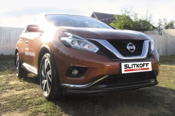 9 749 р. защита переднего бампера Slitkoff Nissan Murano 3 Z52 дорестайлинг (2015-2022) (Цвет: серебристый)  с доставкой в г. Москва. Увеличить фотографию 1