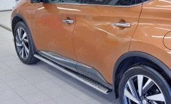 Защита порогов из овальной трубы диаметром 120x60 мм с проступью Russtal Nissan Murano 3 Z52 рестайлинг (2020-2025)