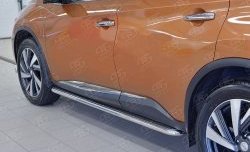 24 649 р. Порожки для ног (Ø42) SLITKOFF  Nissan Murano  3 Z52 (2015-2025) дорестайлинг, рестайлинг (лист - алюминий, профиль - нержавейка)  с доставкой в г. Москва. Увеличить фотографию 4