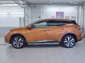 22 999 р. Широкая защита порогов с трубой диаметром 42 мм SLITKOFF v2  Nissan Murano  3 Z52 (2015-2025) дорестайлинг, рестайлинг  с доставкой в г. Москва. Увеличить фотографию 3