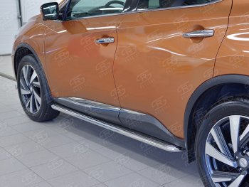 Широкая защита порогов с трубой диаметром 42 мм SLITKOFF v3 Nissan (Нисан) Murano (Мурано)  3 Z52 (2015-2025) 3 Z52 дорестайлинг, рестайлинг