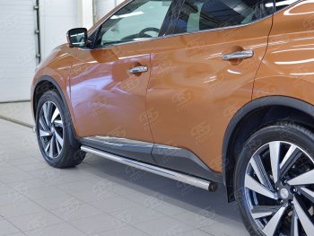 18 799 р. Защита порогов из круглой трубы диаметром 63 мм SLITKOFF v2 Nissan Murano 3 Z52 рестайлинг (2020-2025)  с доставкой в г. Москва. Увеличить фотографию 3