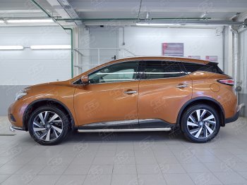 Защита порогов из круглой трубы диаметром 63 мм SLITKOFF v3 Nissan Murano 3 Z52 рестайлинг (2020-2025)