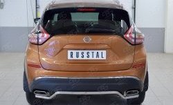 Защита заднего бампера (Ø42 мм волна, нержавейка) Russtal Nissan Murano 3 Z52 дорестайлинг (2015-2022)