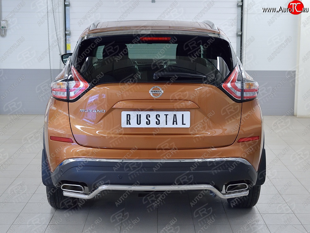 15 949 р. Защита заднего бампера (Ø42 мм волна, нержавейка) SLITKOFF Nissan Murano 3 Z52 дорестайлинг (2015-2022)  с доставкой в г. Москва