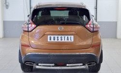 16 699 р. Защита заднего бампера (2 трубы Ø63 и 42 мм, нержавейка) Russtal Nissan Murano 3 Z52 дорестайлинг (2015-2022)  с доставкой в г. Москва. Увеличить фотографию 1