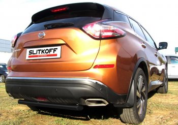 4 849 р. Защита заднего бампера Slitkoff (Ø 57, короткая) Nissan Murano 3 Z52 дорестайлинг (2015-2022) (Сталь с полимерным покрытием. Цвет: черный)  с доставкой в г. Москва. Увеличить фотографию 1