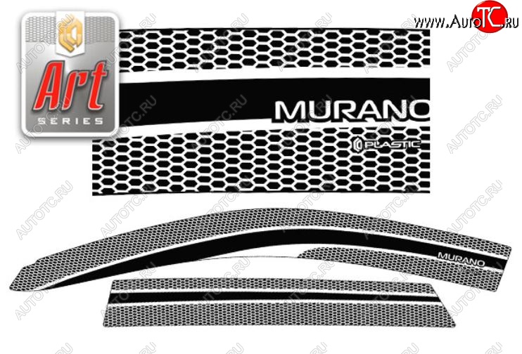 2 299 р. Дефлектора окон CA-Plastic  Nissan Murano  1 Z50 (2002-2009) (Серия Art белая, Без хром.молдинга)  с доставкой в г. Москва