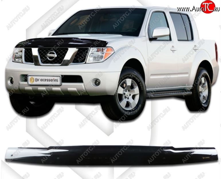 2 049 р. Дефлектор капота CA-Plastiс  Nissan Navara  2 D40 (2010-2016) рестайлинг (Classic черный, Без надписи)  с доставкой в г. Москва