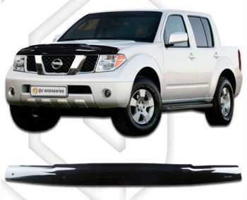 1 999 р. Дефлектор капота CA-Plastiс  Nissan Navara  2 D40 (2004-2010) дорестайлинг (Classic черный, Без надписи)  с доставкой в г. Москва. Увеличить фотографию 1