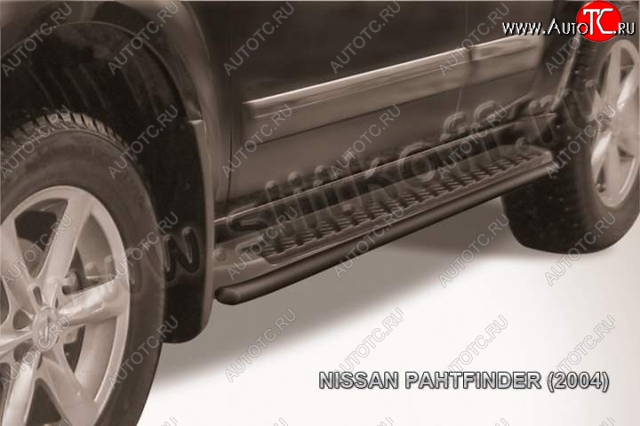 7 649 р. Защита штатного порога d42 Slitkoff  Nissan Pathfinder  R51 (2004-2007) дорестайлинг (Цвет: серебристый)  с доставкой в г. Москва