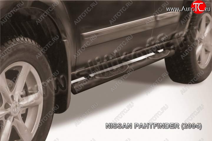 12 399 р. Защита порогов Slitkoff  Nissan Pathfinder  R51 (2004-2007) дорестайлинг (Цвет: серебристый)  с доставкой в г. Москва