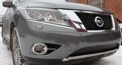 1 469 р. Нижняя сетка на бампер Russtal (черная)  Nissan Pathfinder  R52 (2012-2017) дорестайлинг  с доставкой в г. Москва. Увеличить фотографию 2