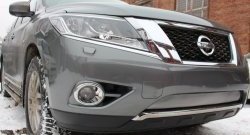 1 539 р. Нижняя сетка на бампер Russtal (хром)  Nissan Pathfinder  R52 (2012-2017) дорестайлинг  с доставкой в г. Москва. Увеличить фотографию 2