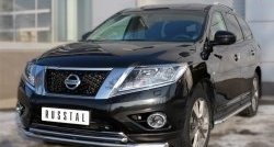 15 999 р. Защита переднего бампера (2 трубыØ63 и 42 мм, нержавейка) SLITKOFF Nissan Pathfinder R52 дорестайлинг (2012-2017)  с доставкой в г. Москва. Увеличить фотографию 2