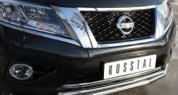 15 999 р. Защита переднего бампера (2 трубыØ63 и 42 мм, нержавейка) SLITKOFF Nissan Pathfinder R52 дорестайлинг (2012-2017)  с доставкой в г. Москва. Увеличить фотографию 3