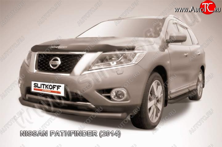 11 249 р. Защита переднего бампер Slitkoff Nissan Pathfinder R52 дорестайлинг (2012-2017) (Цвет: серебристый)  с доставкой в г. Москва