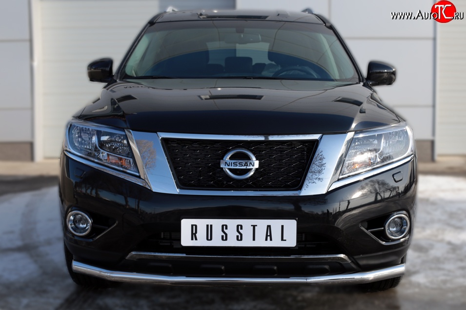 17 999 р. Одинарная защита переднего бампера диаметром 63 мм SLITKOFF Nissan Pathfinder R52 дорестайлинг (2012-2017)  с доставкой в г. Москва