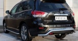 8 649 р. Защита заднего бампера (Ø63 мм волна, нержавейка) Russtal Nissan Pathfinder R52 дорестайлинг (2012-2017)  с доставкой в г. Москва. Увеличить фотографию 3