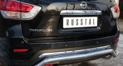 14 799 р. Защита заднего бампера (Ø63 мм волна, нержавейка) SLITKOFF Nissan Pathfinder R52 дорестайлинг (2012-2017)  с доставкой в г. Москва. Увеличить фотографию 1