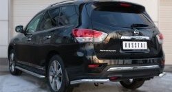 17 999 р. Защита заднего бампера (Ø63 мм уголки, нержавейка) SLITKOFF Nissan Pathfinder R52 дорестайлинг (2012-2017)  с доставкой в г. Москва. Увеличить фотографию 4