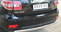 15 649 р. Защита заднего бампера (Ø75x42 мм, нержавейка) Russtal Nissan Patrol 6 Y62 рестайлинг (2014-2017)  с доставкой в г. Москва. Увеличить фотографию 2