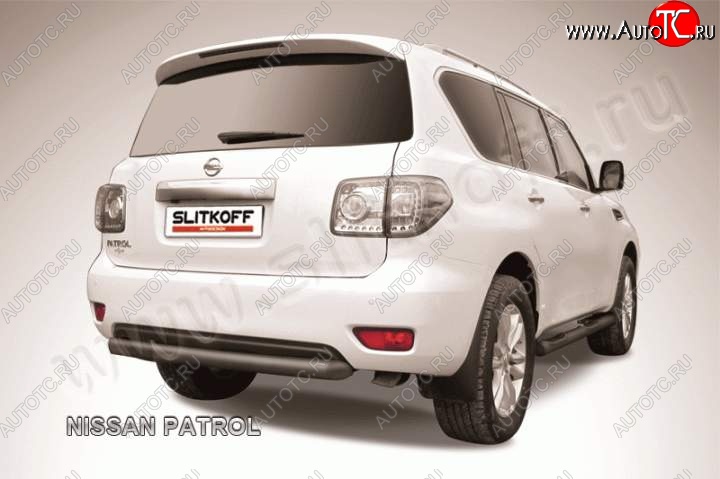 13 899 р. Защита задняя Slitkoff  Nissan Patrol  6 (2010-2014) Y62 дорестайлинг (Цвет: серебристый)  с доставкой в г. Москва