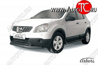 5 939 р. Защита переднего бампера Arbori (короткая, черная, 1 труба d57 mm). Nissan Qashqai 1 дорестайлинг (2007-2010)  с доставкой в г. Москва