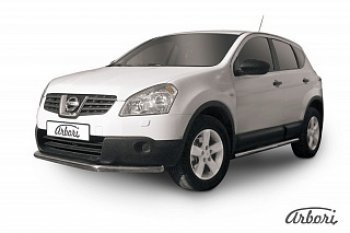 7 919 р. Защита переднего бампера Arbori (нержавейка, 1 труба d57 mm). Nissan Qashqai 1 дорестайлинг (2007-2010)  с доставкой в г. Москва. Увеличить фотографию 1