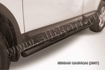 10 749 р. Защита порогов Slitkoff  Nissan Qashqai  1 (2007-2010) дорестайлинг (Цвет: серебристый)  с доставкой в г. Москва. Увеличить фотографию 1