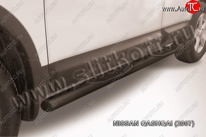 12 399 р. Защита порогов Slitkoff Nissan Qashqai 1 дорестайлинг (2007-2010) (Цвет: серебристый)  с доставкой в г. Москва