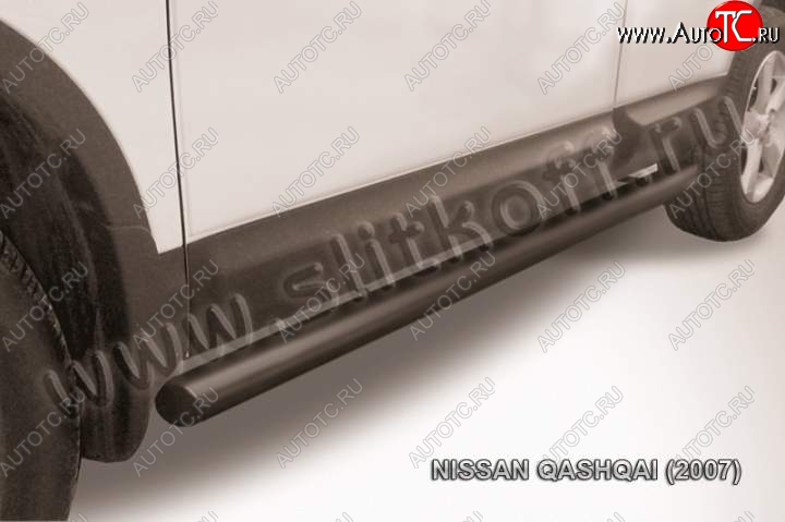 10 599 р. Защита порогов Slitkoff  Nissan Qashqai  1 (2007-2010) дорестайлинг (Цвет: серебристый)  с доставкой в г. Москва