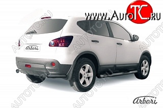 2 789 р. Защита заднего бампера Arbori (уголки, черная, 1 труба d57 mm). Nissan Qashqai 1 дорестайлинг (2007-2010)  с доставкой в г. Москва