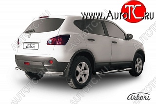 6 659 р. Защита заднего бампера Arbori (уголки, нержавейка, 1 труба d57 mm). Nissan Qashqai 1 дорестайлинг (2007-2010)  с доставкой в г. Москва