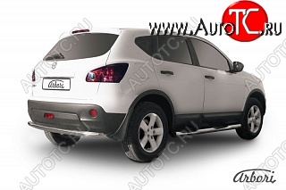 9 809 р. Защита заднего бампера Arbori (нержавейка, 1 труба d57 mm). Nissan Qashqai 1 дорестайлинг (2007-2010)  с доставкой в г. Москва