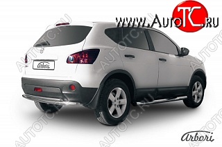 10 709 р. Защита заднего бампера Arbori (нержавейка, 2 трубы d57 и 42 mm). Nissan Qashqai 1 дорестайлинг (2007-2010)  с доставкой в г. Москва