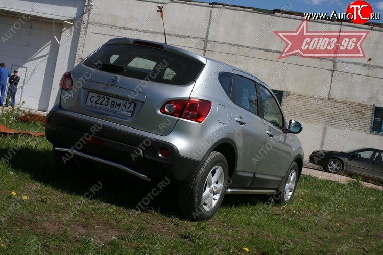 8 009 р. Защита заднего бампера Souz-96 (d42) Nissan Qashqai 1 дорестайлинг (2007-2010)  с доставкой в г. Москва