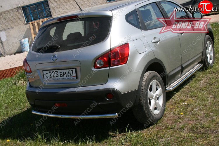 8 369 р. Защита заднего бампера Souz-96 (d60) Nissan Qashqai 1 дорестайлинг (2007-2010)  с доставкой в г. Москва