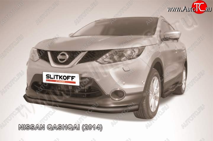 10 499 р. Защита переднего бампер Slitkoff Nissan Qashqai 2 J11 дорестайлинг (2013-2019) (Цвет: серебристый)  с доставкой в г. Москва