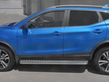 24 649 р. Порожки для ног SLITKOFF (Ø42 мм)  Nissan Qashqai  2 (2017-2022) J11 рестайлинг (Лист алюминиевый, труба - нержавейка)  с доставкой в г. Москва. Увеличить фотографию 2