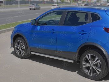 Защита порогов (Ø63 мм, нержавейка) SLITKOFF Nissan Qashqai 2 J11 рестайлинг (2017-2022)