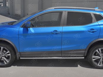 21 749 р. Защита порогов (Ø75x42 мм с проступью, нержавейка) Russtal Nissan Qashqai 2 J11 рестайлинг (2017-2022)  с доставкой в г. Москва. Увеличить фотографию 2