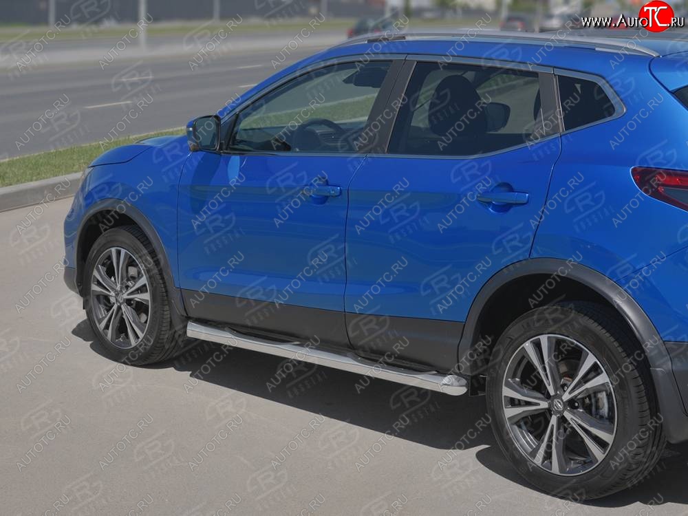 24 549 р. Защита порогов (Ø76 мм с проступью, нержавейка) SLITKOFF  Nissan Qashqai  2 (2017-2022) J11 рестайлинг (Металлические торцы под 45°)  с доставкой в г. Москва