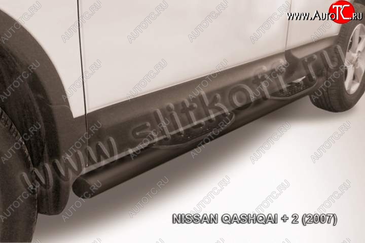 13 749 р. Защита порогов Slitkoff Nissan Qashqai +2 1 J10 дорестайлинг (2008-2010) (Цвет: серебристый)  с доставкой в г. Москва