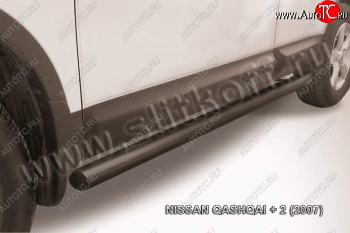 11 749 р. Защита порогов Slitkoff Nissan Qashqai +2 1 J10 дорестайлинг (2008-2010) (Цвет: серебристый)  с доставкой в г. Москва