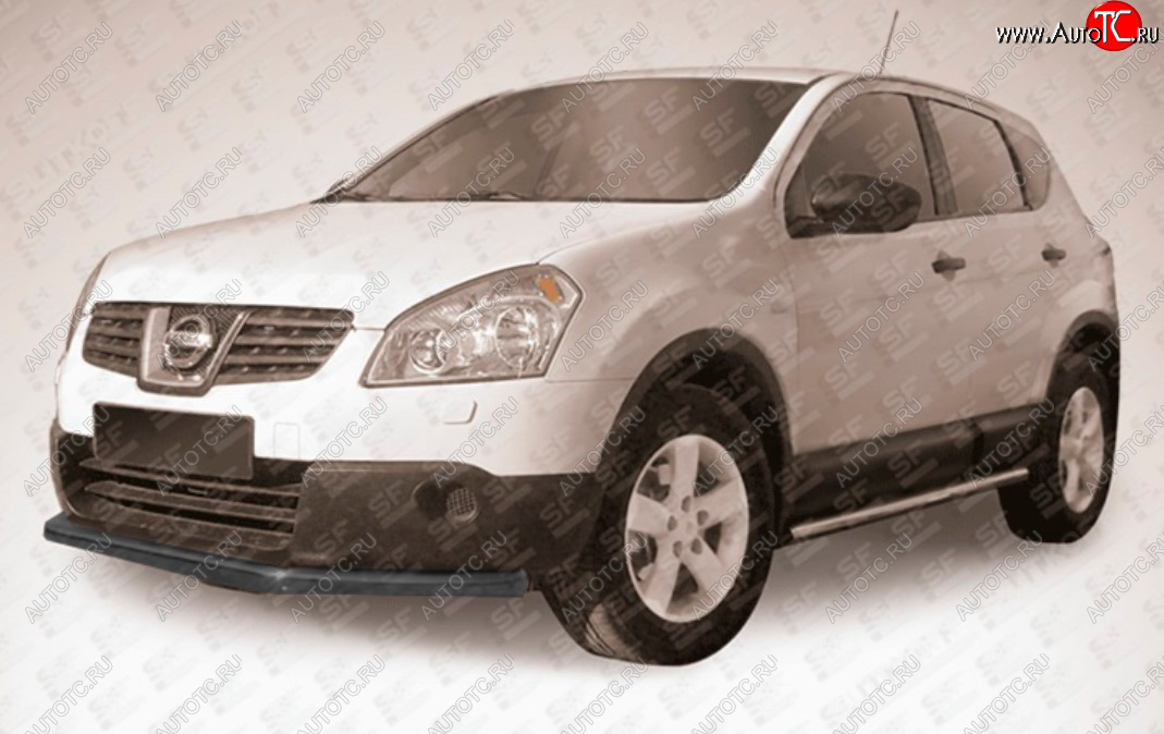 8 999 р. Защита переднего бампера Slitkoff (Ø 57 мм, длинная).  Nissan Qashqai  1 (2010-2013) J10 рестайлинг (Сталь с полимерным покрытием. Цвет: черный)  с доставкой в г. Москва