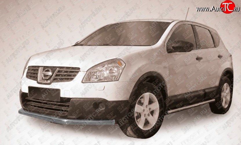 8 999 р. Защита переднего бампера Slitkoff (Ø 57 мм, длинная).  Nissan Qashqai  1 (2010-2013) J10 рестайлинг (Сталь с полимерным покрытием. Цвет: серебристый)  с доставкой в г. Москва