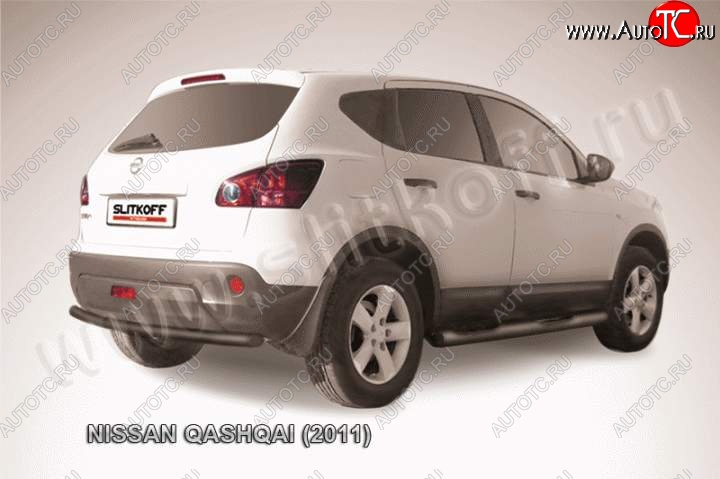 7 599 р. Защита задняя Slitkoff Nissan Qashqai 1 J10 рестайлинг (2010-2013) (Цвет: серебристый)  с доставкой в г. Москва